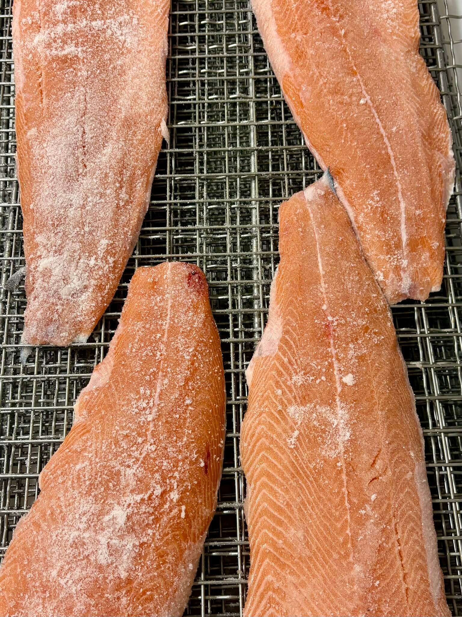 Filets de saumon au sel sec, vue de dessus, Simon Dutriaux